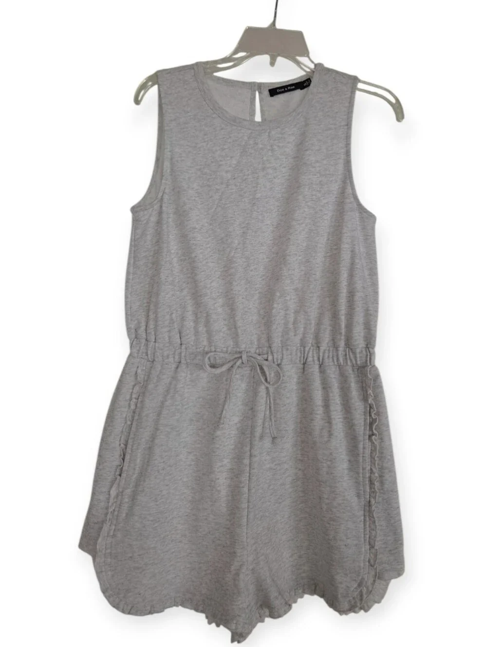 Doe & Rae Light Gray Sleeveless Drawstring Romper